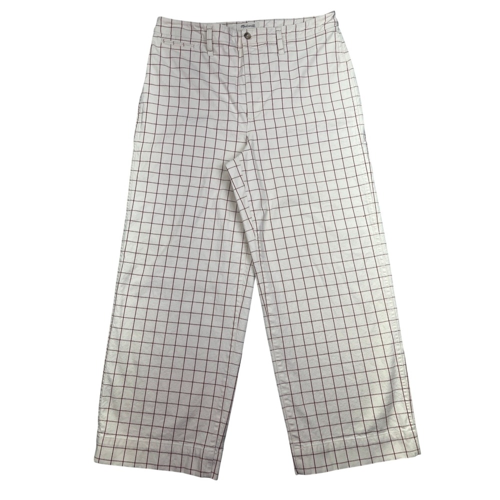 Emmett White Windowpane Wide-Leg Pants